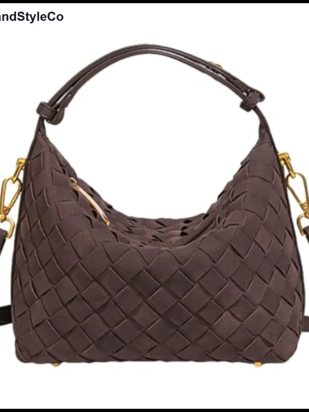 Faux Suede Woven Hobo Shoulder Bag Tote Purse